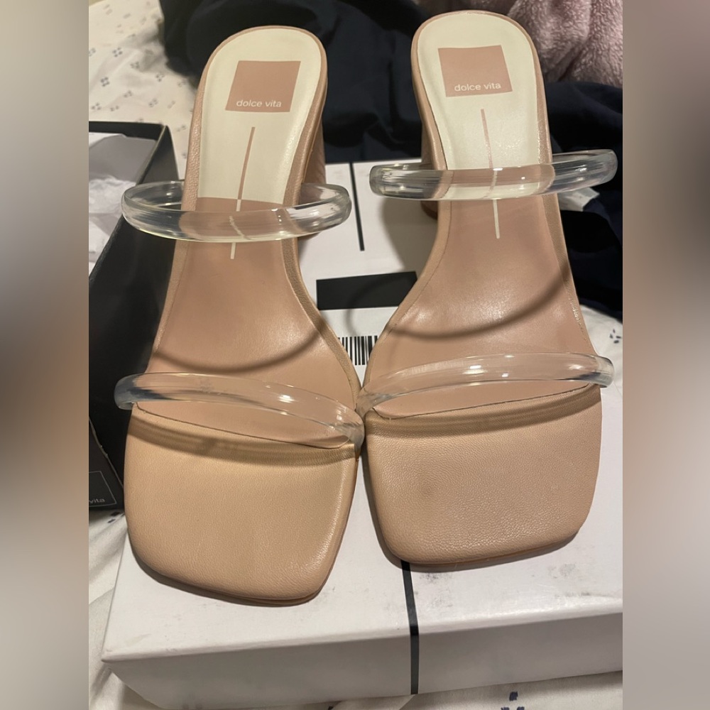 Dolce Vita Clear Strap Tan Sandals